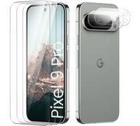 Tempered Glass Screen Protector For Google Pixel 9 Pro, [Bubble Free] [Ultra Resistant] [Anti-Scratch] 3 Pieces Tempered Glass + 2 Camera Screen Protectors