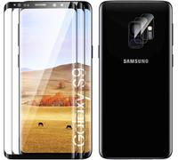 Tempered Glass Screen Protector For Samsung Galaxy S9 Full Screen, Edge-To-Edge, Bubble-Free, Anti-Scratch, 2 Pieces Tempered Glass + 2 Piece Camera Screen Protector