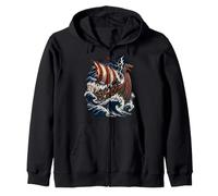Tempête Drakkar Viking Proue Dragon Océan Bataille Art Sweat à Capuche