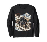 Tempête Neige Japonaise Paysage Montagne Yak Manche Longue