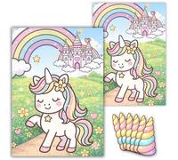 Templatables Jeu de licorne Pin the Horn on the Unicorn - Jeu de fête licorne pour filles, décorations et activités de fête d'anniversaire, affiche A2, 25 autocollants réutilisables, jeux de fête