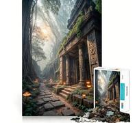 Temple Antique dans Une forêt brumeuse Puzzle Adulte 1000 pièces Jeu de mémorisation Haute précision Activité Manuelle Exercice Mental Calme à Faire à la Maison (38x52cm)