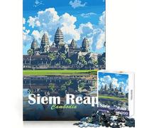 Temple d'Angkor Wat, SIEM Reap Puzzle de 1000 pièces pour Adultes Cadeau Amusant et Stimulant Loisirs apaisants Bords précis Cadeau mémorable (38x52cm)