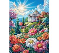 Temple dans la Prairie Fleurie 1000 Pieces Casse-tête Adulte en Carton Anti-Déchirure Difficile Moyenne Décoration Murale Jeu De Société Anti-Stress Loisir Créatif 1000 PCS