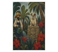 Temple du Bouledogue Jardinier Puzzle 1000 Pièces en Bois, Jeu de Logique