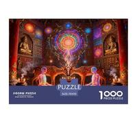 Temple du Chakra Intérieur avec Un Cerf Flowing Energy Puzzle en Bois Imperméable DIY Puzzles De 1000 Pièces pour Adultes Cadeaux Coloré Jeux Éducatifs