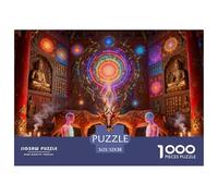 Temple du Chakra Intérieur avec Un Cerf Flowing Energy Puzzle en Bois Imperméable Puzzles De 1000 Pièces pour Adultes Cadeaux Impossible De Décoration pour La Maison