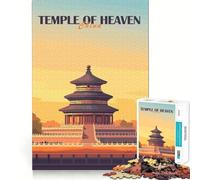 Temple du Ciel, Chine Puzzle de 1000 pièces pour Adolescents Jeu de réflexion Simple et Amusant Découpe précise Père Noël Vœux 38x26cm