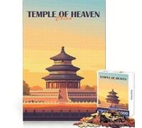 Temple du Ciel, Chine Puzzle de 1000 pièces pour Adolescents Jeu de réflexion Simple et Amusant Découpe précise Père Noël Vœux 38x26cm