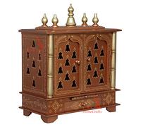 Temple en bois Pooja Mandir pour la maison Grand modèle Rouge 61 x 30 x 76 cm