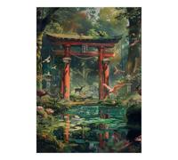 Temple Forêt Lac Puzzle Mini 1000 Pièces pour Adultes