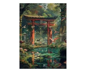 Temple Forêt Lac Puzzle Mini 1000 Pièces pour Adultes