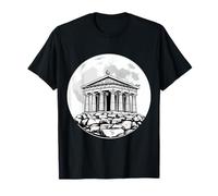 Temple Grec Antique Pleine Lune Design Architecture Classique T-Shirt