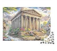Temple Grec Antique Puzzle 1000 Pièces Papier pour Adultes Paysage de Jardin Jeu de Puzzle 1000 Pièces Détente Décoration Maison 70x50cm/1000pcs