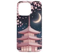 Temple Japonais en Fleurs de Cerisier Ciel Nocturne Coque pour iPhone 15 Pro Max