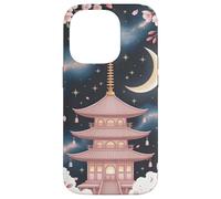 Temple Japonais Lune Ciel Nocturne Sakura Coque pour iPhone 14 Pro