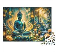Temple Lotus Lanterne 1000pcs Mini Puzzle pour Adultes Difficile | 52x38cm Carton Décor Salon Structure Durable Cadeau Anniversaire Relaxation