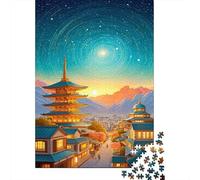 Temple Puzzle 1000 Pièces Adultes Cités Chinoises Anciennes Jeu D'adresse pour Toute La Famille Puzzle Impossible Cadeau Unique Collection d'art Idée Cadeau 1000pcs (75x50cm)