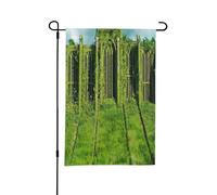 Temple secret envahi par les mauvaises herbes drapeaux de jardin de printemps pour l'extérieur, parfait pour les décorations de cour de Pâques et la décoration printanière extérieure