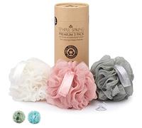 Temple Spring - Fleur de Douche Recyclées, Loofah Gommage Corps, Eponge de Douche, Eponge Corps Exfoliante, Fleur de Bain, Luffa Djampe, Bath Sponge, Produit Bain Femme et Hommes - Rose Corail