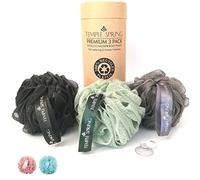 Temple Spring - Fleur de Douche Recyclées, Loofah Gommage Corps, Eponge de Douche, Eponge Corps Exfoliante, Fleur de Bain, Luffa Djampe, Bath Sponge, Produit Bain Femme et Hommes - Vert D'eau