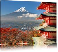 Temple sur le mont Fuji au Japon Format: toile 120x80auf, XXL énormes Photos complètement encadrés par la civière, l'impression de l'image Art mural avec cadre, moins cher que peintures à l'huile et de l'image, aucune affiche ou poster