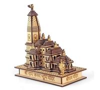 Temple traditionnel en bois, kit de montage, réplique de l'architecture hindoue mandir dans des tons de bois naturel, pièce d'exposition religieuse décorative