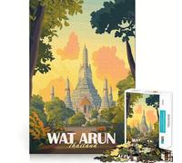 Temple Wat Arun,Thaïlande Puzzle de 1000 pièces Jeu de Concentration mentale Découpe de précision Bords Lisses Jeu de Construction de Liens significatifs (38x26cm)