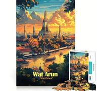 Temple Wat Arun,Thaïlande Puzzle de 1000 pièces Jeu de mémoire Amusant Bords Lisses,Assemblage Parfait Une façon divertissante d'occuper Son Temps Libre (50x75cm)