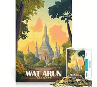 Temple Wat Arun,Thaïlande Puzzle de 1000 pièces Jeu de mémoire Amusant Bords Lisses,Assemblage Parfait Une façon divertissante d'occuper Son Temps Libre (50x75cm)