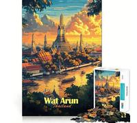 Temple Wat Arun,Thaïlande Puzzle de 1000 pièces Jeu de réflexion Découpe Experte Artisanat Fascinant Passe-Temps captivant pour Les Moments de détente (38x26cm)