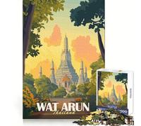 Temple Wat Arun, Thaïlande Puzzle de 1000 pièces pour Adolescents réflexion logique, tranquillité, évasion, sans Couture, Cadeau de Vacances (38x26cm)