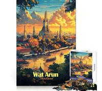 Temple Wat Arun, Thaïlande Puzzle de 1000 pièces pour Adultes Un Passe-Temps intellectuel et paisible Découpe Nette Cadeau Unique (38x52cm)