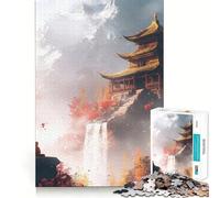 Temple Zen dans Les Montagnes,Puzzle de 1000 pièces pour Adultes,Jeu Stimulant l'esprit,Surface Lisse sans bavures,Passe-Temps Fascinant pour Les Moments de détente (38x52cm)