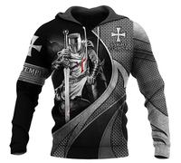 Templiers Sweats à Capuche Femmes/Hommes Chevaliers Imprimé 3D Sweatshirts Manches Longues Pullover Vêtements de Sport Tops
