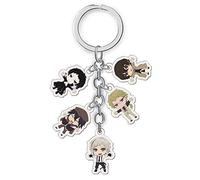 Templom SIX Personnages Anime Figure Pendentifs Poupée Porte-clés En Métal Japonais Bande Dessinée Anime Porte-clés(Bungo Stray Dogs-1)