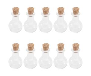 TEMPNAP 10pièces Lot de Petites Bouteilles Verre avec Bouchons Liège Flacons Parfum Miniatures Bouteilles à Souhaits Transparentes pour Décorations et Conservations
