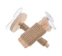 TEMPNAP 2 Pièces Perchoir à Oiseaux Perchoir Perroquet en Corde de Chanvre Ventouse, Bâton Rond en Bois Plastique Kaki, pour Exercice en Volière, Calopsitte et Perroquet, Amateurs
