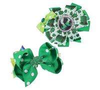 TEMPNAP 2pcs Épingles à Cheveux Saint-patrick en Polyester Vert Nœud Trèfle pour Garçon et Filles, Accessoires Coiffure Fête et Parade