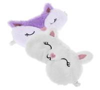 TEMPNAP 2pièces Masque Yeux Sommeil Peluche Lot De Motifs Lapin Blanc Et Renard Pour Filles Adultes Unisexes Bloque Lumière
