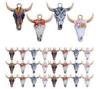 TEMPNAP 40 pièces Lot de Breloques Tête de Bétail en Alliage avec Motifs Peints pour Bijoux DIY Bracelets Colliers Boucles d’Oreilles Artisanat
