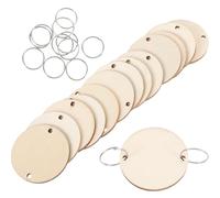 TEMPNAP 50pcs Disques Ronds en Bois avec Anneaux en Fer pour Calendrier en Bois, Rappel Anniversaire, Accessoires Décoratifs Suspendus pour Loisirs Créatifs Maison