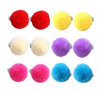 TEMPNAP 6 paires Boucles Oreilles Clips Peluche avec Boules de Fourrure Colorées pour Filles Garçon Fille Accessoires Non Percés Cadeau Adorable pour Petites