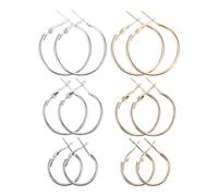 TEMPNAP 6Pièces Boucles Oreilles Rondes pour Femmes de Créoles Vintage Forme de C Géométriques Or et Blanc Élégantes et Polyvalentes