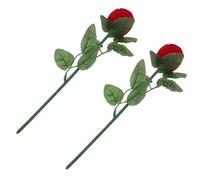 TEMPNAP Boîte à Bagues de Rose Rouge, Lot de 2 Écrins Romantiques pour Fiançailles, Rangement Élégant pour Alliances, Saint-Valentin et Mariage