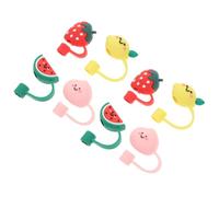 TEMPNAP Bouchons de Paille Réutilisables en Silicone Léger Joint Hermétique, Décor Fruité et Mignon pour Fêtes à Thème, Lot de 8 Pièces