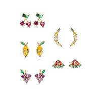 TEMPNAP Boucles D'oreilles Pendantes Femmes 925 En Argenté Fruits Tropicaux 5 Paires Accessoires Décoratives Et Créatives