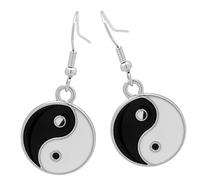 TEMPNAP Boucles D'oreilles Pendantes Yin Yang Taiji Bagua Vintage Alliage Léger Noire et Blanche Femme Cérémonie Fête Style Rétro