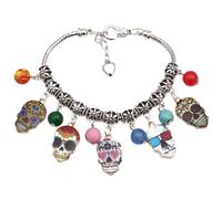 TEMPNAP Bracelet pour Femmes Style Punk Squelette Gothique en Alliage Perles D'agate Décoration pour Performances Hip-hop et Usage Quotidien