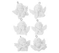 TEMPNAP Breloques Ange en Résine Blanche Miniatures D'anges pour Fabrication de Pendentifs et Bijoux 6pcs pour Loisirs Créatifs et Présents